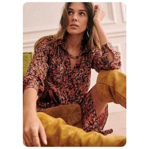 Sezane Leana Floral Blossom Marine Spring Dress sz 40